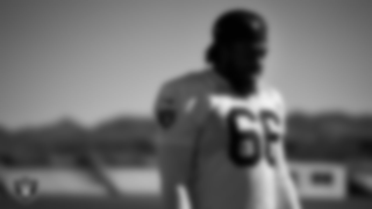 Las Vegas Raiders guard Dylan Parham (66) during practice at Intermountain Healthcare Performance Center, Thursday, November 10, 2022, in Henderson , Nev.