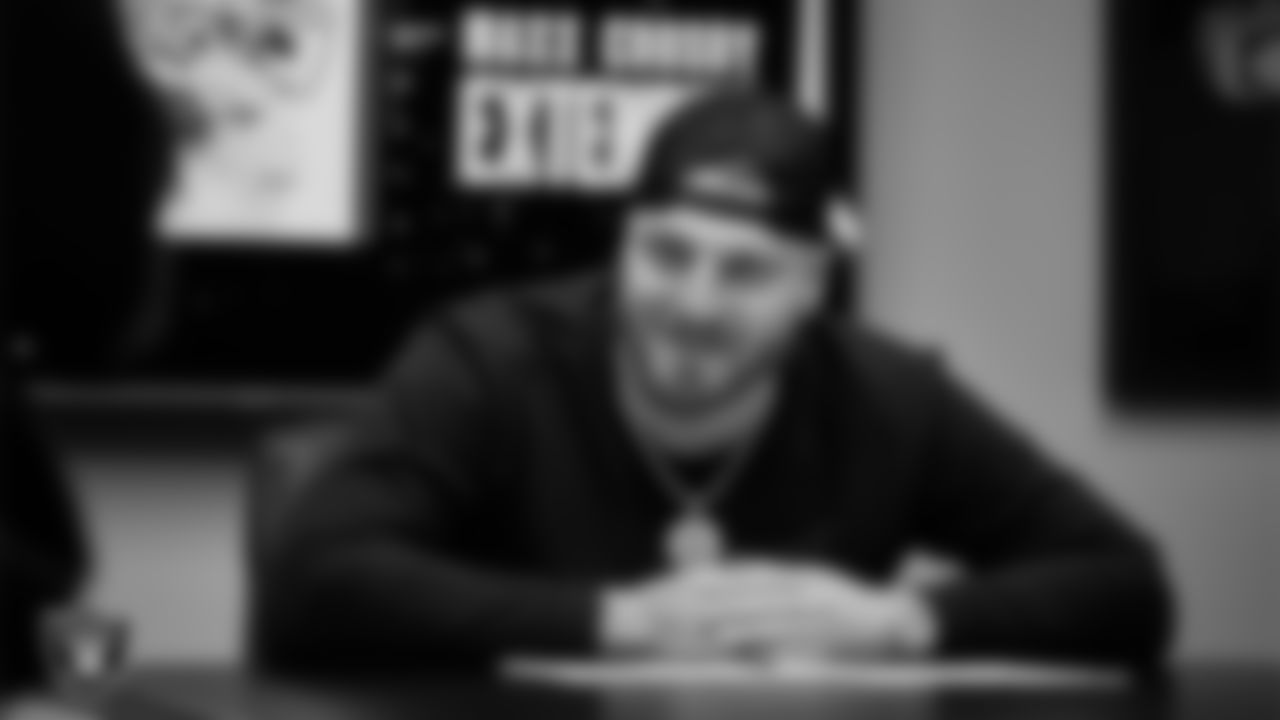 Las Vegas Raiders defensive end Maxx Crosby before signing a contract extension.