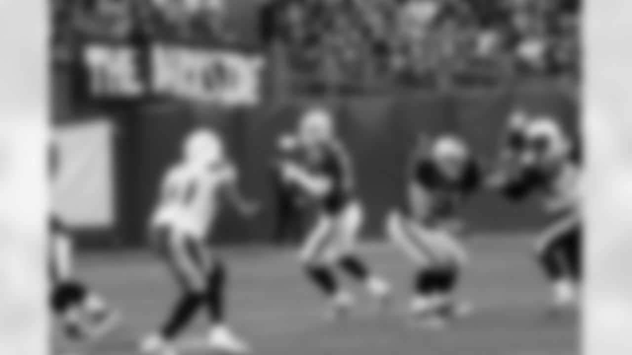 QB Carson Palmer looks to his right to make the throw.