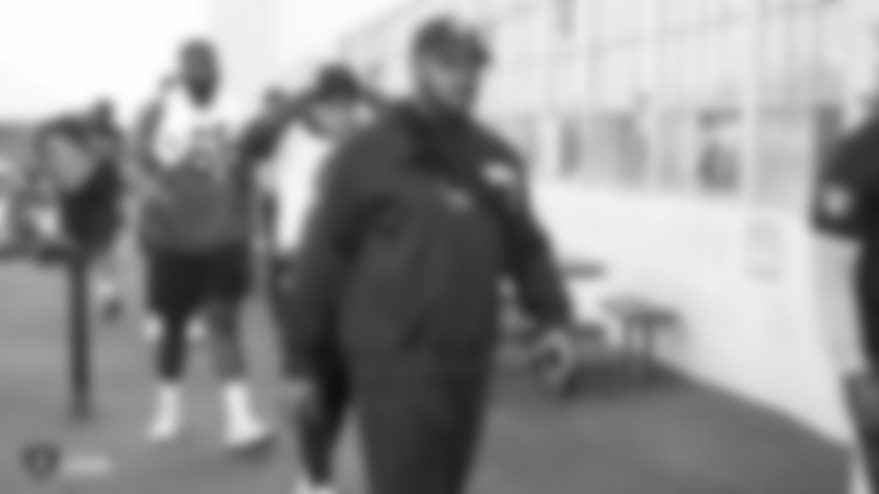 Oakland Raiders defensive tackle Maurice Hurst (73) arrives to the field for a walk through at Bladium Sports & Fitness, Friday, November 16, 2018, in Alameda, California.