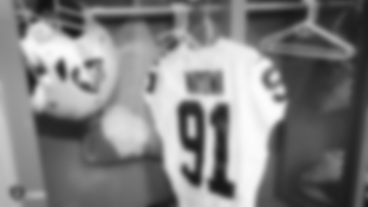 The Raiders locker room before the regular season game against the Los Angeles Chargers at ROKiT Field at Dignity Health Sports Park.