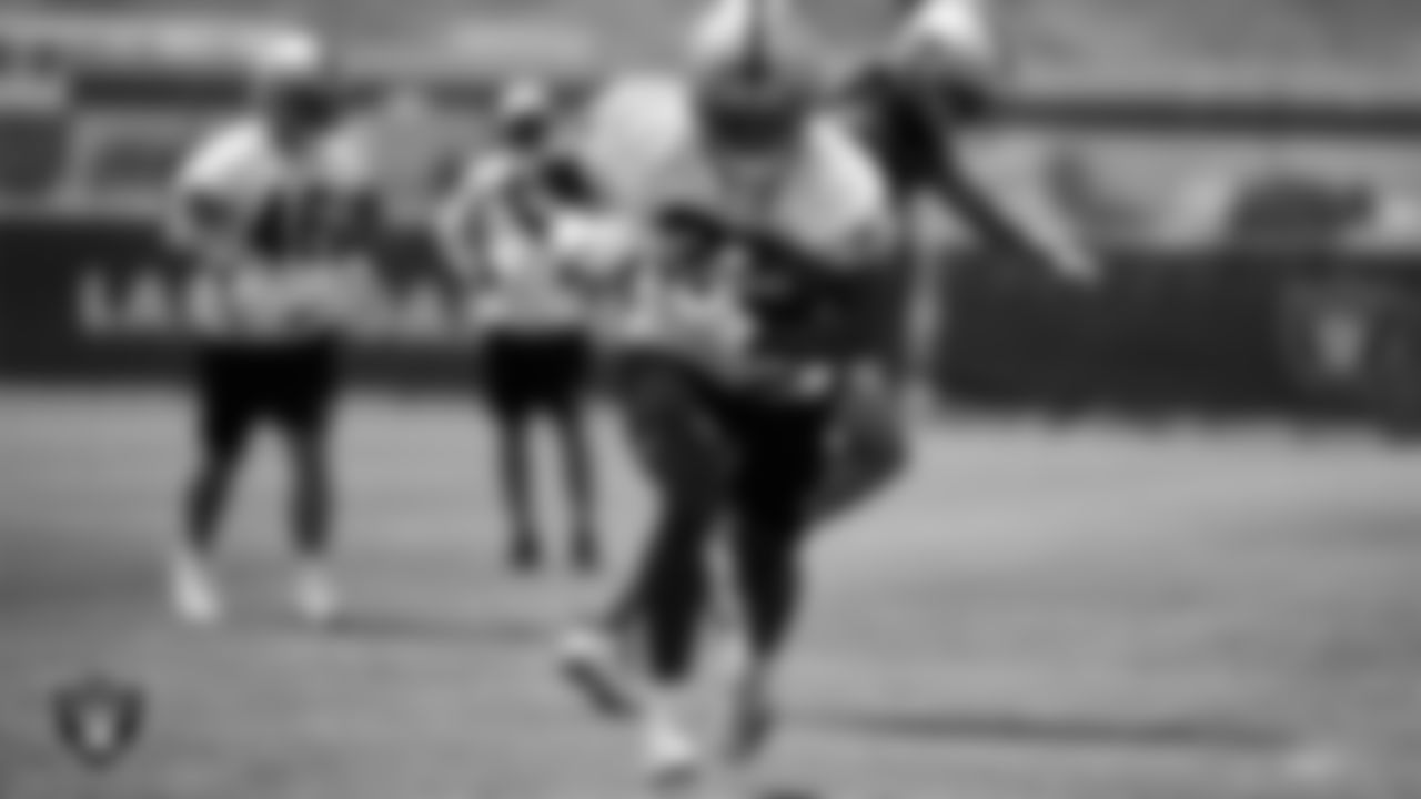 Las Vegas Raiders running back Trey Ragas (36) at an Organized Team Activity (OTA).