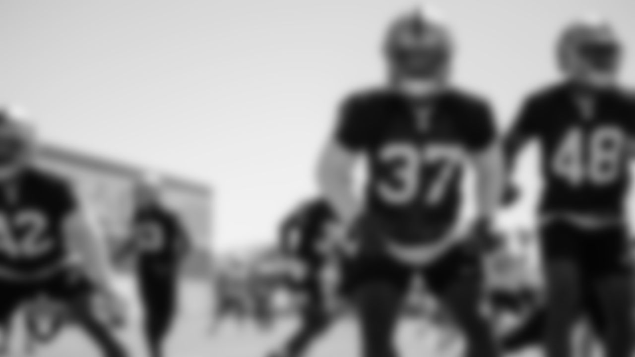 Las Vegas Raiders safety Tyree Gillespie (37) at an Organized Team Activity (OTA).