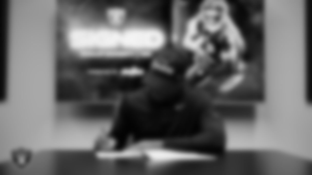 Wide receiver Phillip Dorsett signs a contract with the Las Vegas Raiders at the Las Vegas Raiders Headquarters.