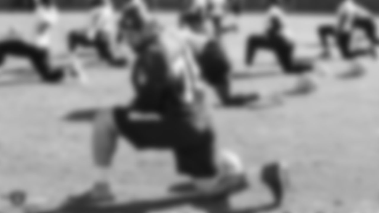 Oakland Raiders guard/center Jon Feliciano (76) wearing his custom cleats for the NFL's My Cause My Cleats campaign on the field for practice at The Oakland Raiders Practice Facility, Friday, November 30, 2018, in Alameda, California.
