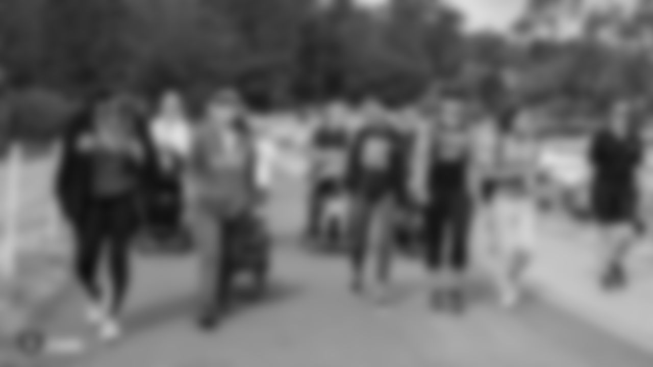 Members from the Raiders Women's Association (RWA) walk, stroll, and play at the Lafayette Reservoir, Saturday, September 29, 2018, in Lafayette, California.