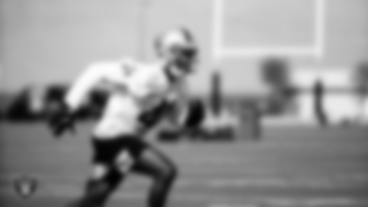Las Vegas Raiders defensive back D.J. White (41) during practice.
