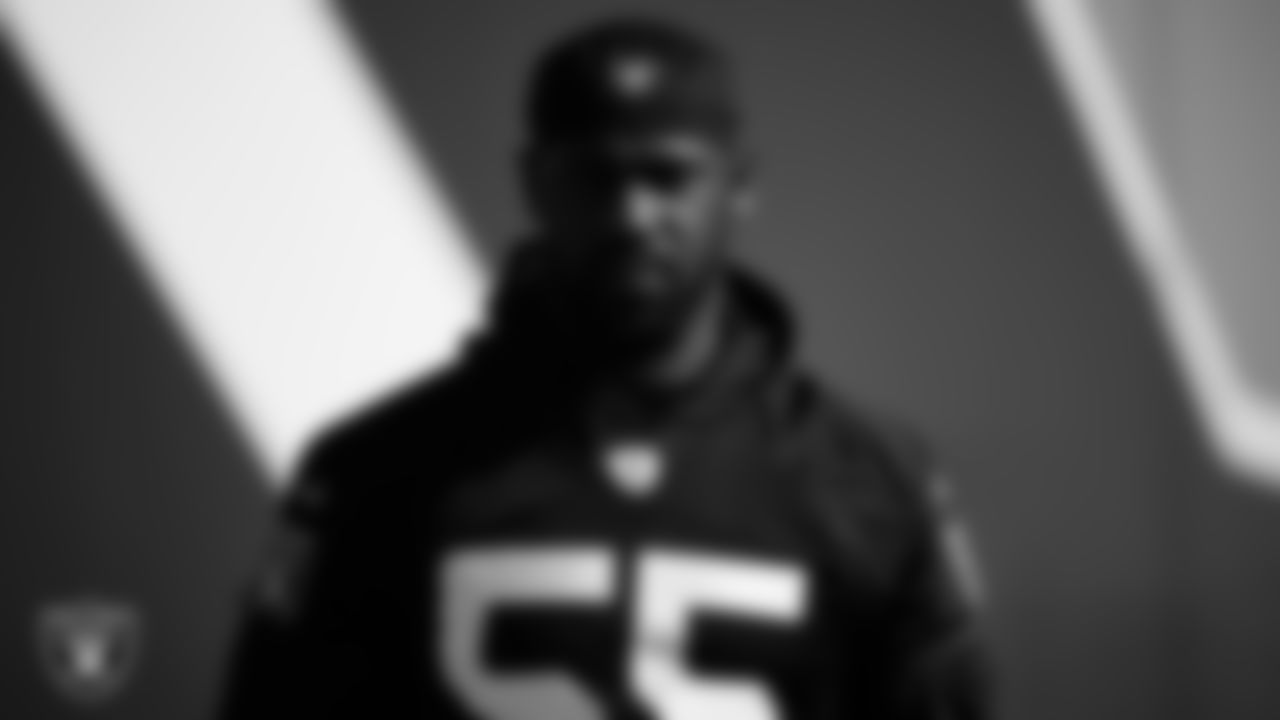 Las Vegas Raiders defensive end Chandler Jones (55) during practice at Intermountain Healthcare Performance Center.