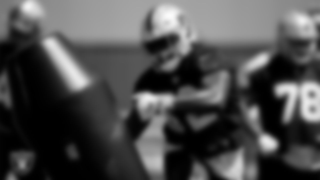 Las Vegas Raiders defensive end Gerri Green (52) at an Organized Team Activity (OTA).