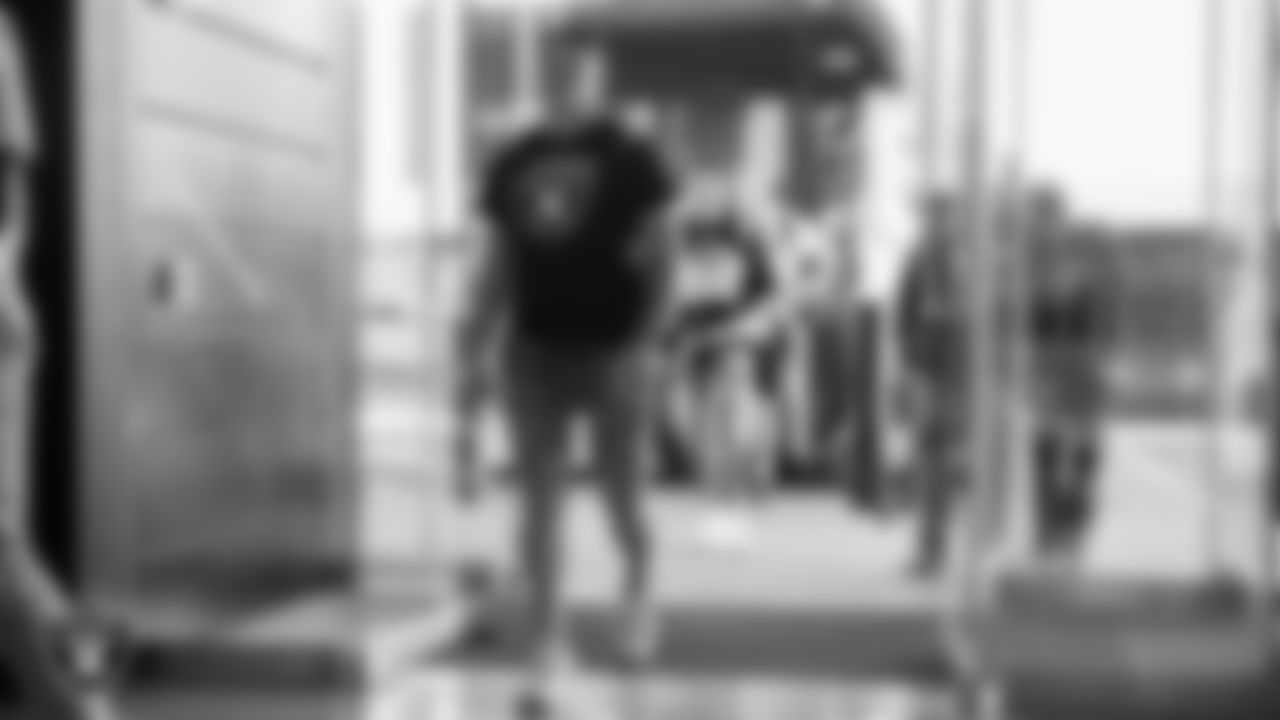 Las Vegas Raiders defensive end George Tarlas arrives to the Las Vegas Raiders Headquarters before the start of the 2023 season Rookie Minicamp.