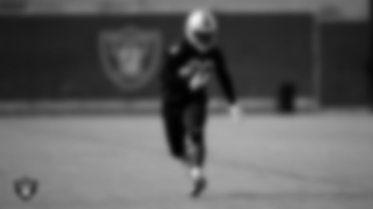 Las Vegas Raiders running back Jalen Richard (30) on the field for practice at 2020 Training Camp.