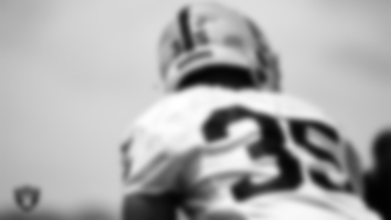 Las Vegas Raiders running back Theo Riddick (35) at an Organized Team Activity (OTA).