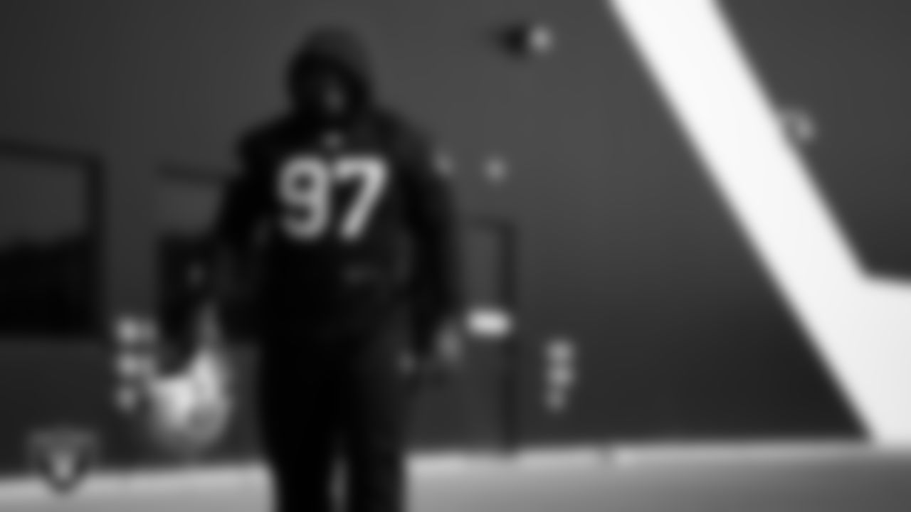 Las Vegas Raiders defensive tackle Andrew Billings (97) during practice at Intermountain Healthcare Performance Center.