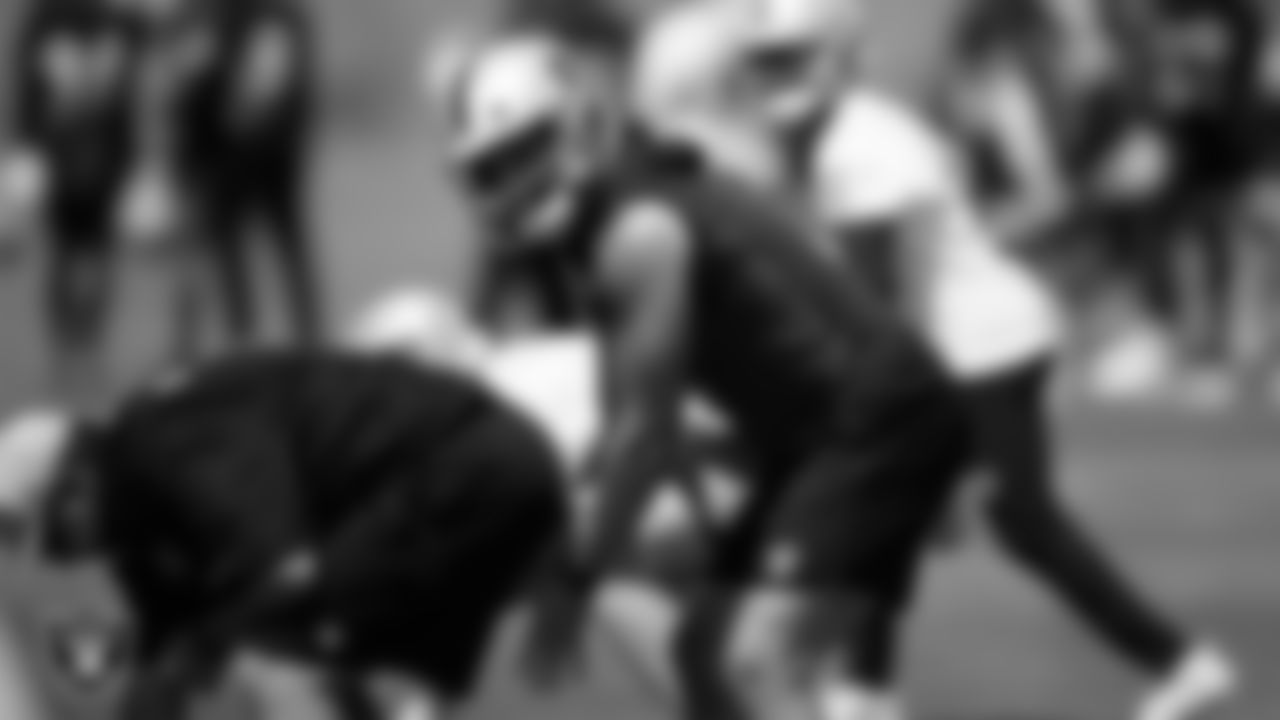 Las Vegas Raiders quarterback Derek Carr (4) at an Organized Team Activity (OTA).