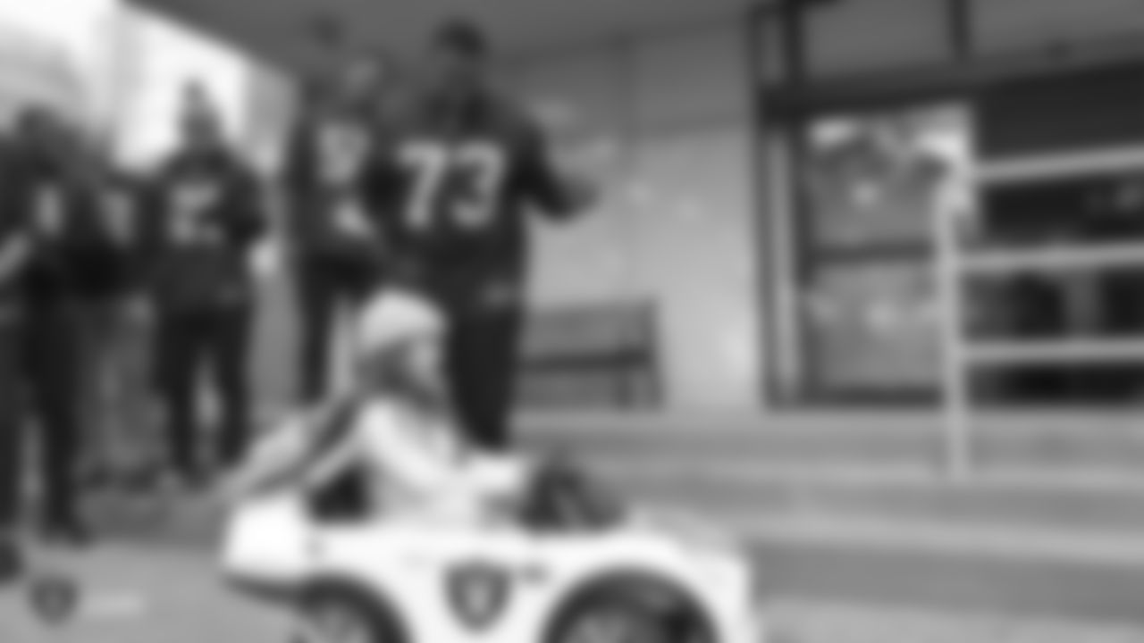 The Oakland Raiders, represented by long snapper Andrew DePaola, defensive tackle Justin Ellis, defensive tackle Maurice Hurst, guard Gabe Jackson, linebacker Marquel Lee, fullback Keith Smith, linebacker Tahir Whitehead, and linebacker Kyle Wilber, travel to UCSF Benioff Children’s Hospital in Oakland to visit and interact with young patients and their families, sign autographs and take photos, Tuesday, November 13, 2018, in Oakland, California.