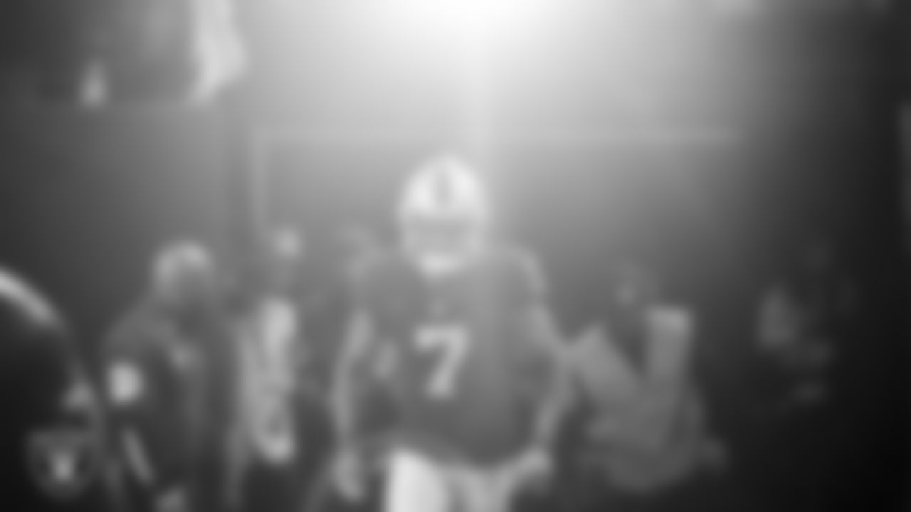 Las Vegas Raiders wide receiver Zay Jones (7) walks down the tunnel before the regular season home game against the Los Angeles Chargers.