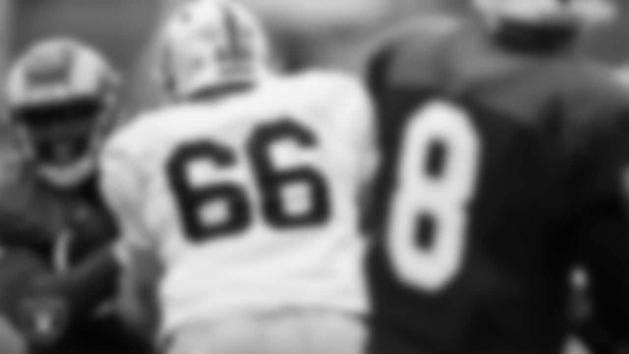 Las Vegas Raiders center Nick Martin (66) on the field for a joint practice with the Los Angeles Rams at 2021 Training Camp.