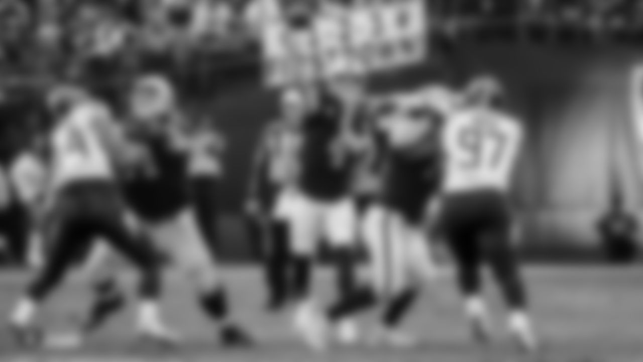 Raiders quarterback Derek Carr (4) passes during the regular season game against the Tennessee Titans.