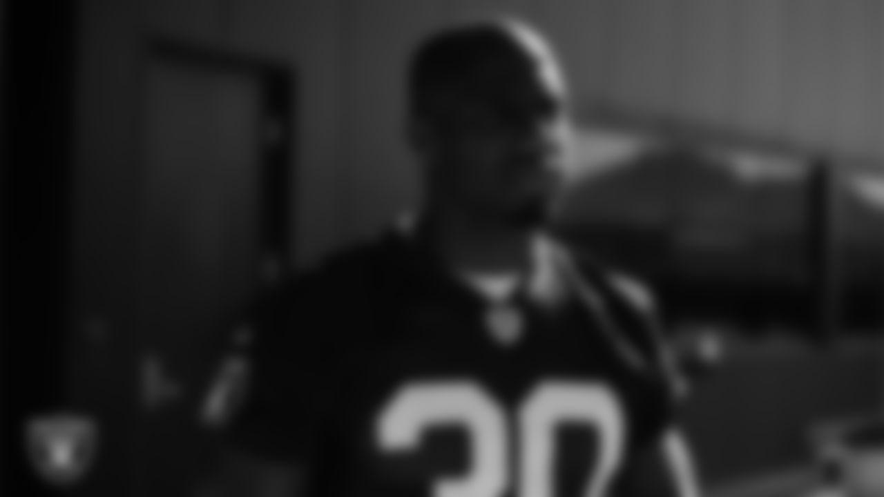 Las Vegas Raiders safety Duron Harmon (30) at a workout during phase two of the offseason program.