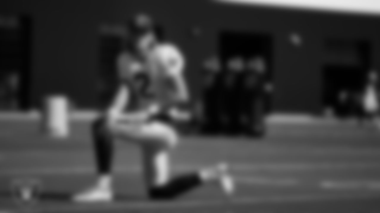 Las Vegas Raiders kicker Daniel Carlson (2) during practice at Intermountain Healthcare Performance Center.
