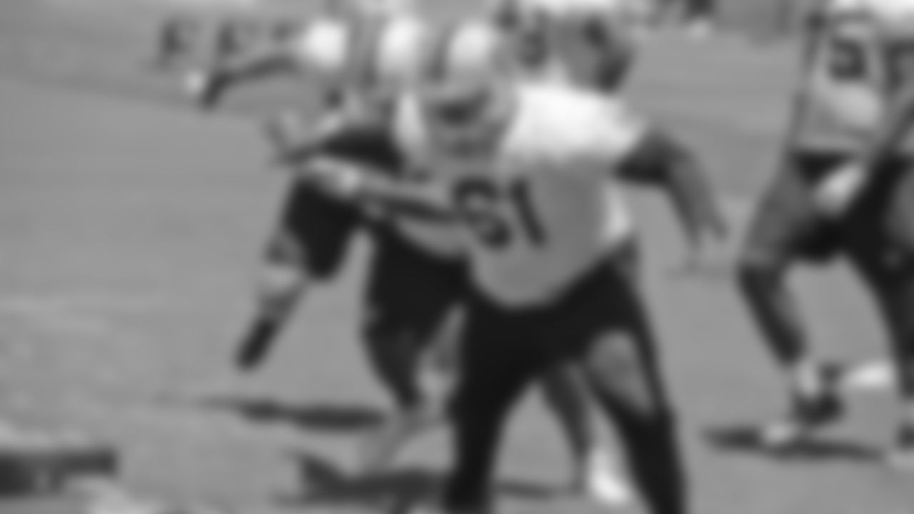 Oakland Raiders center Rodney Hudson (61) at a Mandatory Mini Camp at the Oakland Raiders Practice Facility, Tuesday, June 12, 2018, in Alameda, California.