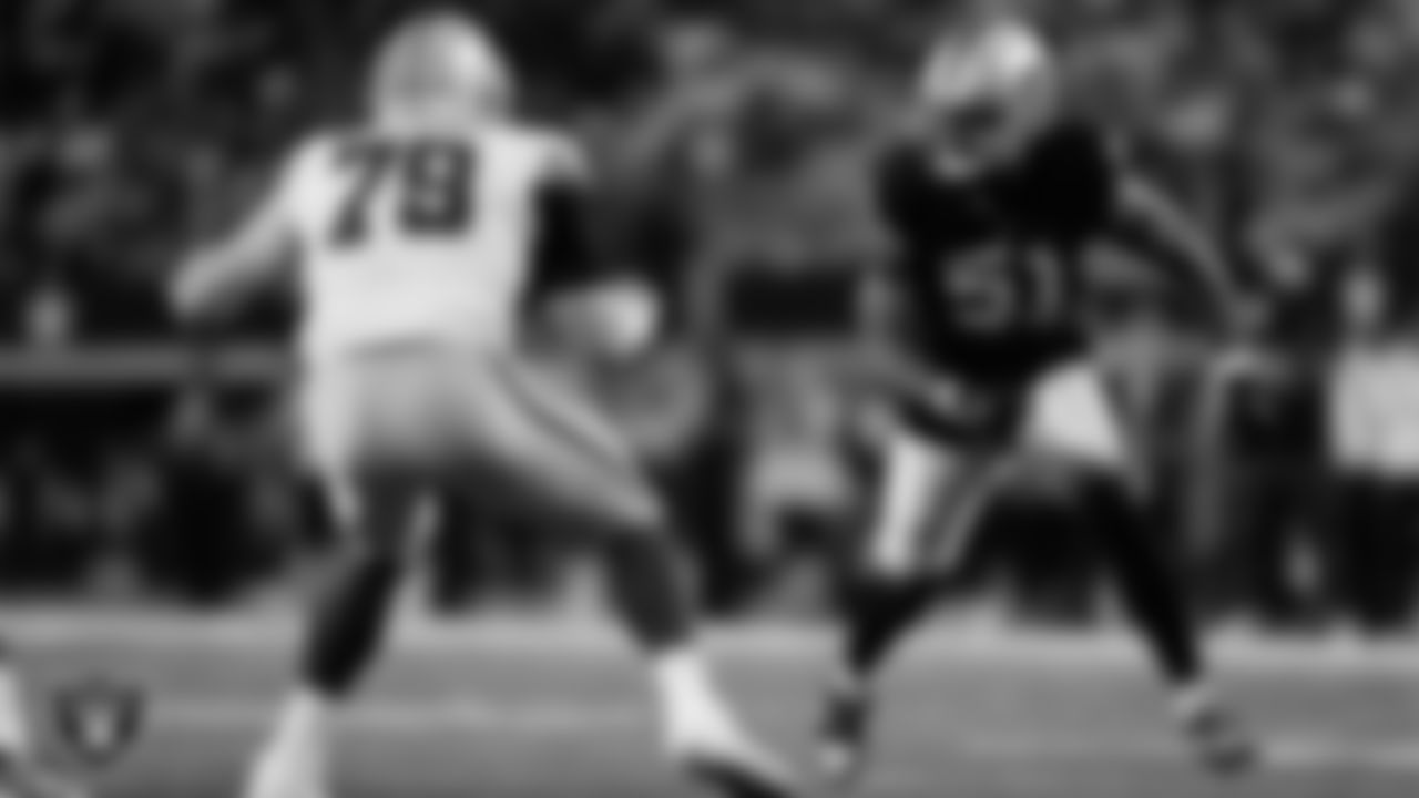 Las Vegas Raiders defensive end Malcolm Koonce (51) during the preseason away game against the Dallas Cowboys at AT&T Stadium.