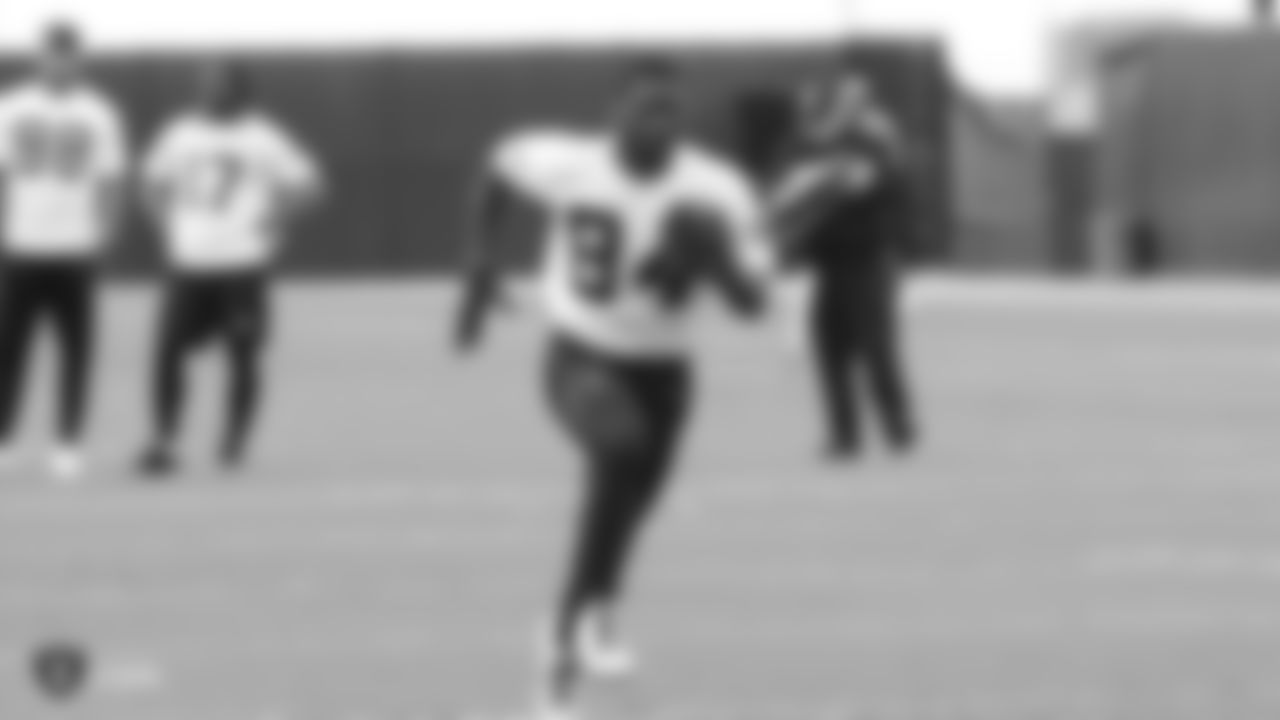 Raiders wide receiver Antonio Brown (84) at a workout during phase two of the offseason program at the Raiders Practice Facility in Alameda, Calif.