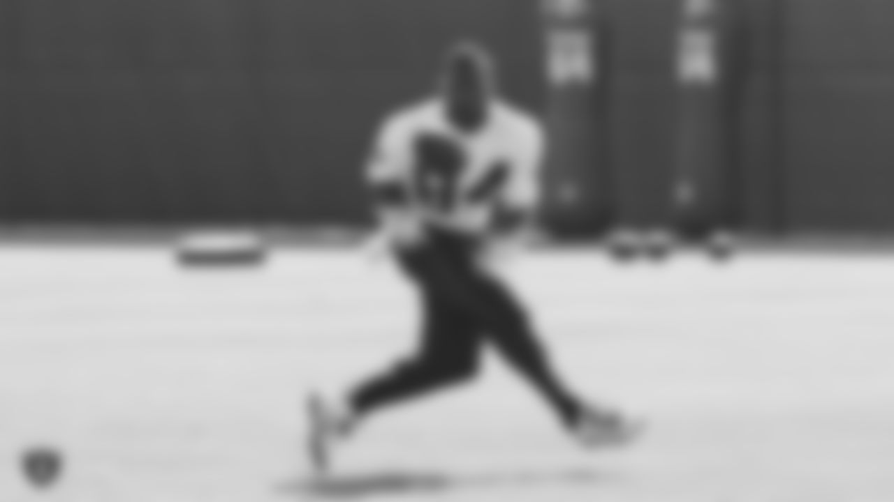 Raiders wide receiver Antonio Brown (84) at a workout during phase two of the offseason program at the Raiders Practice Facility in Alameda, Calif.
