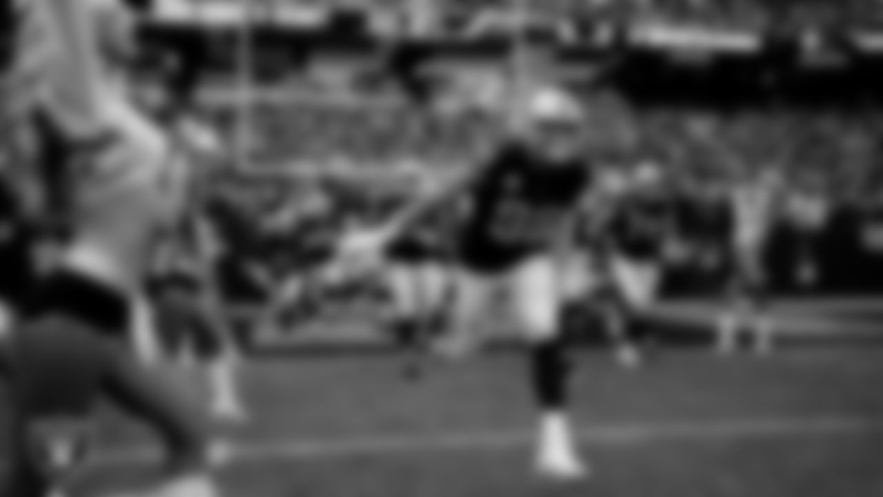 Las Vegas Raiders defensive end Maxx Crosby (98) during team introductions before the regular season home game against the Indianapolis Colts at Allegiant Stadium.