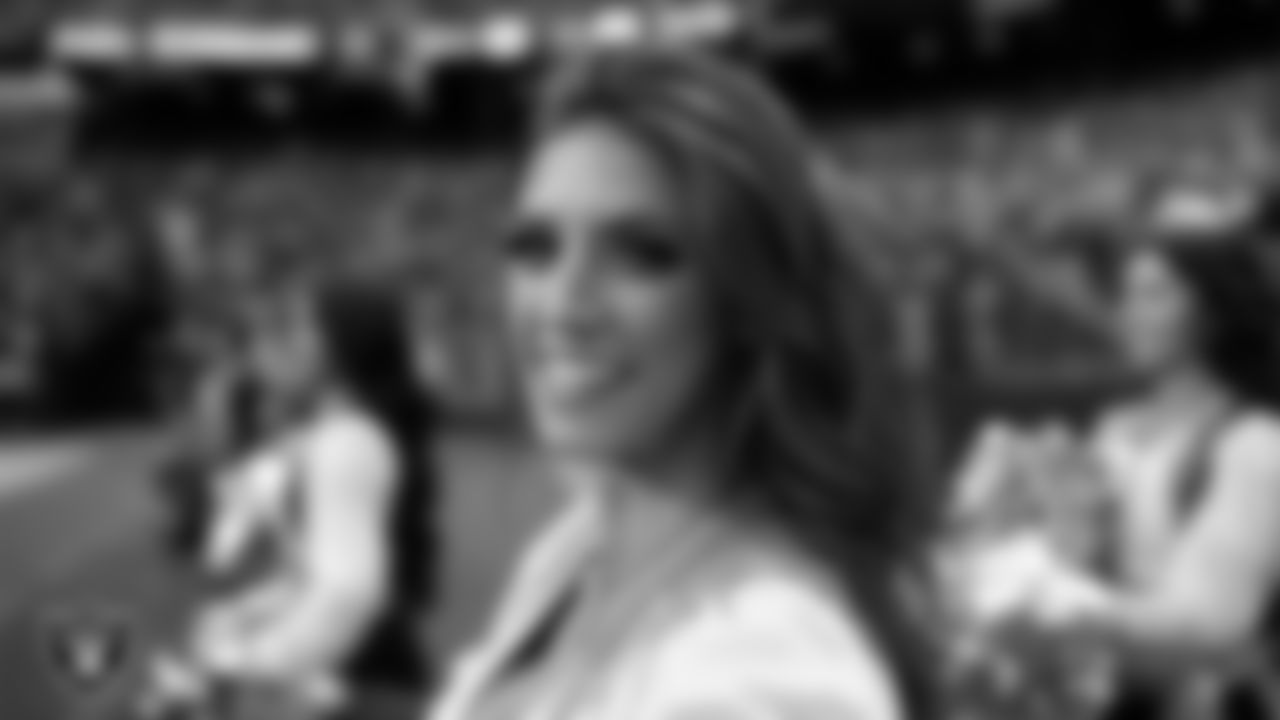 Raiderette Stephanie on the sidelines during the regular season home game against the Chicago Bears.