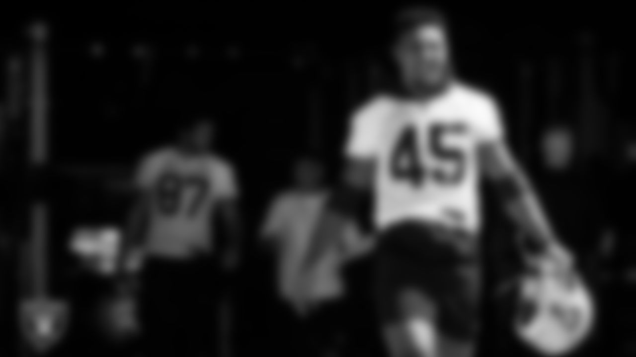 Las Vegas Raiders fullback Jakob Johnson (45) during Mandatory Minicamp.