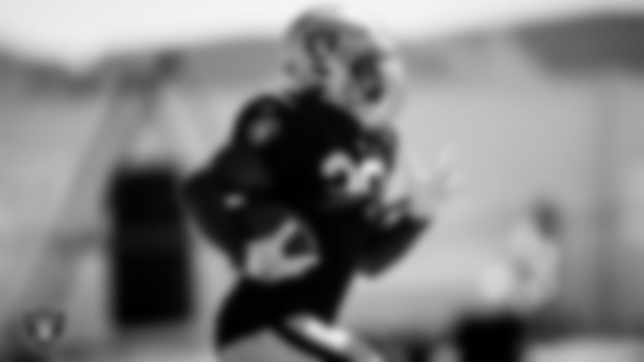 Las Vegas Raiders running back Josh Jacobs (28) during practice.