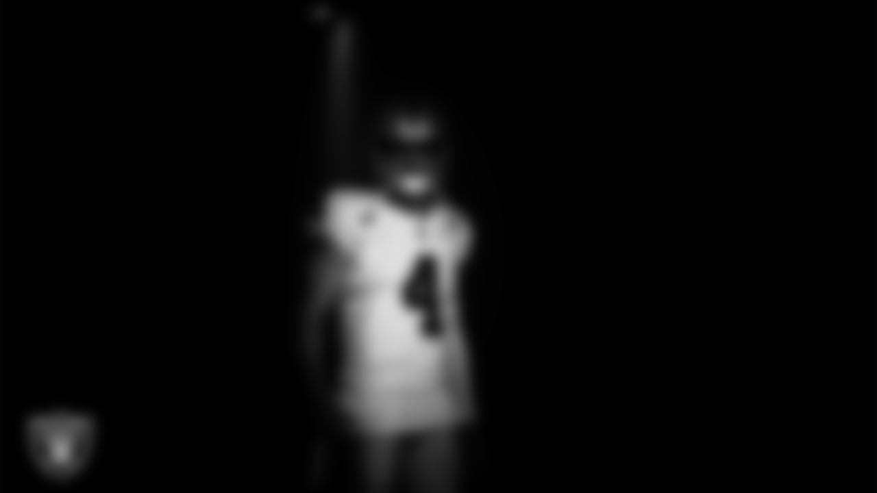 Las Vegas Raiders quarterback Derek Carr (4) walks down the tunnel before the preseason away game against the Los Angeles Rams.