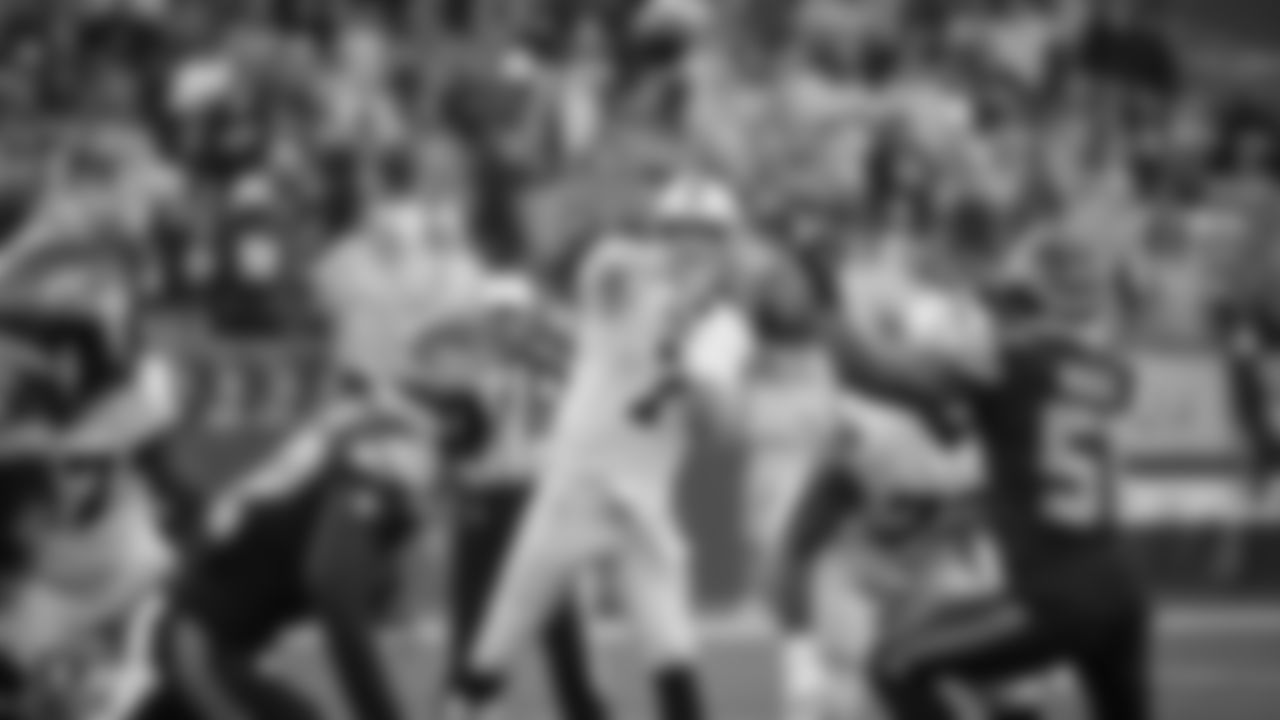 Oakland Raiders quarterback Mike Glennon (7) during the Oakland Raiders preseason game against the Seattle Seahawks at CenturyLink Field.