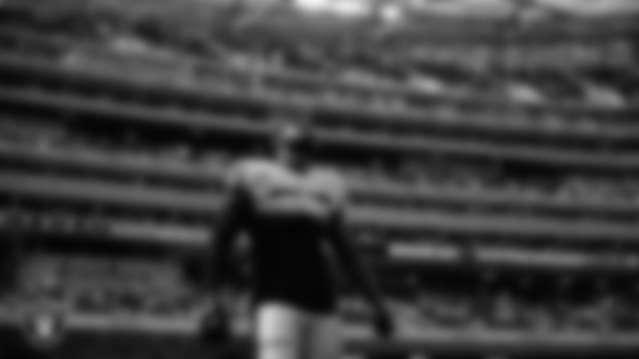 Las Vegas Raiders defensive end Chandler Jones (55) warming up before the regular season away game against the Los Angeles Chargers at SoFi Stadium.
