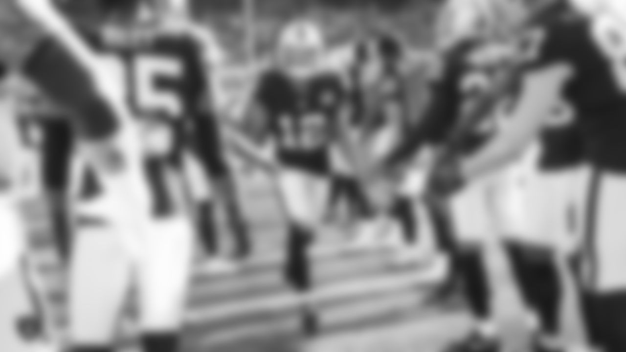 Raiders wide receiver Zay Jones (12) is introduced onto the field before the regular season game against the Cincinnati Bengals.