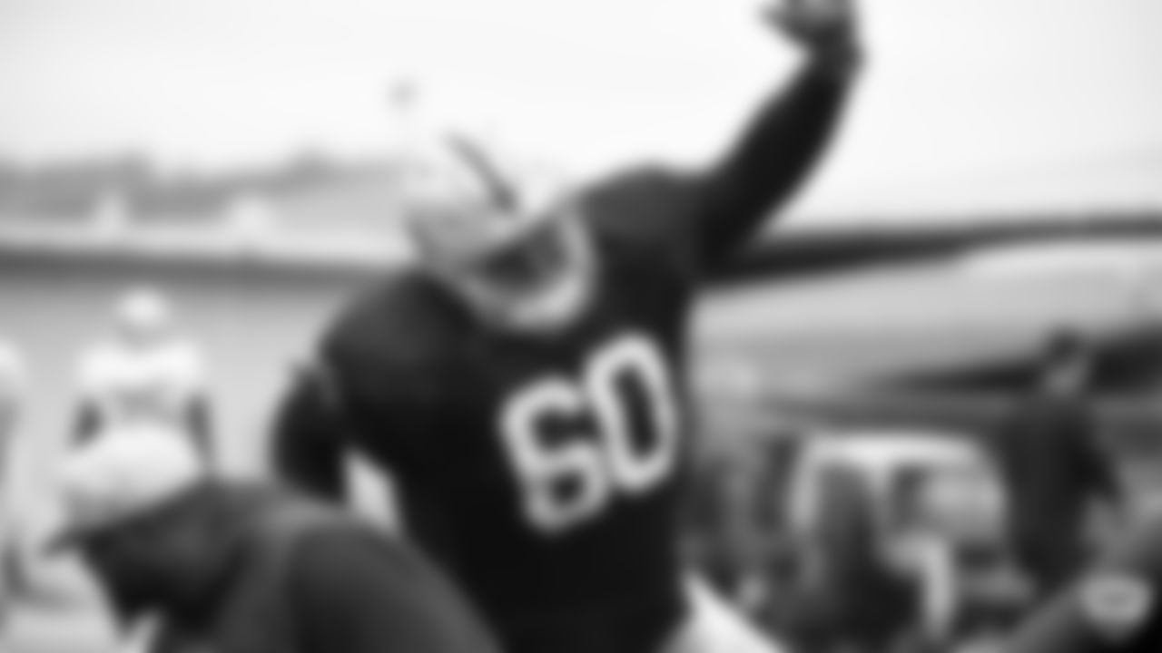 Raiders defensive tackle Anthony Rush (60) on the field for practice at 2019 Training Camp.