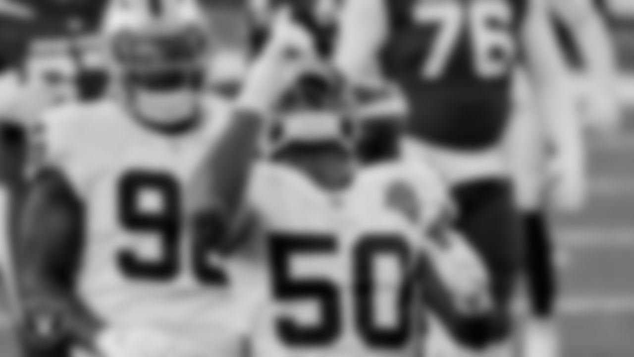 Las Vegas Raiders linebacker Nicholas Morrow (50) during the regular season game against the New York Jets at MetLife Stadium.