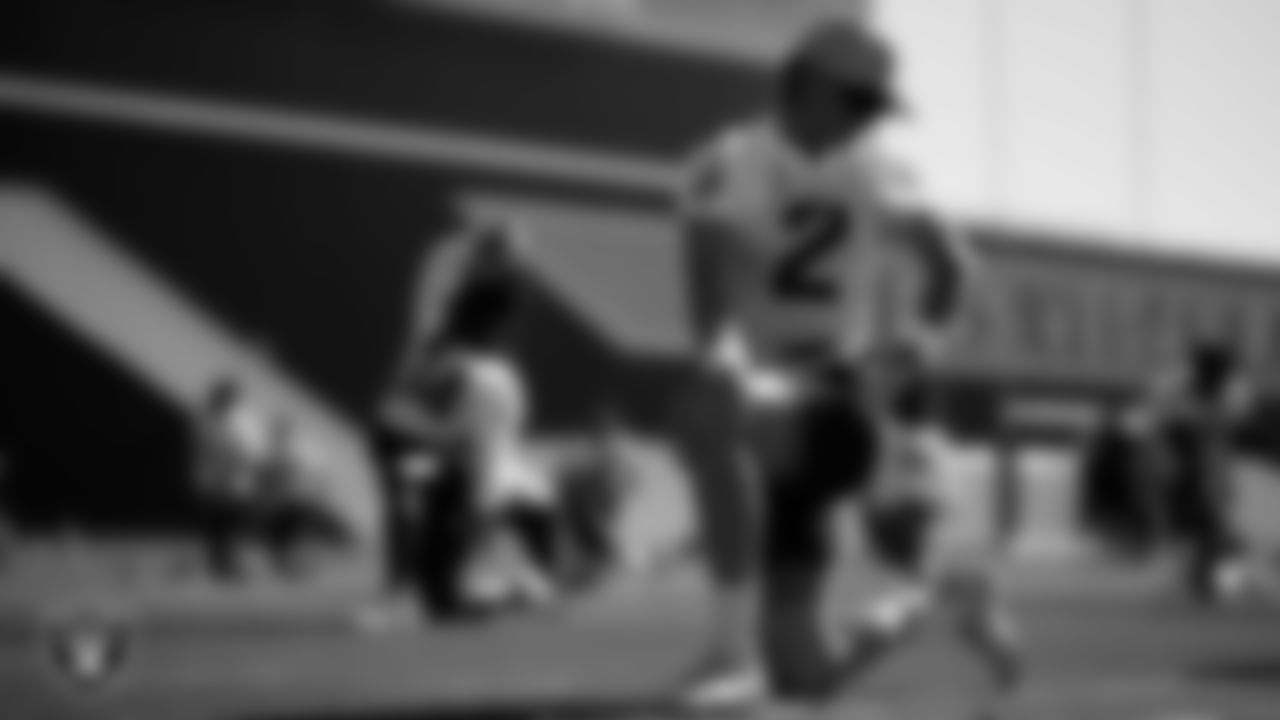 Las Vegas Raiders kicker Daniel Carlson (2) at a workout during phase two of the offseason program.
