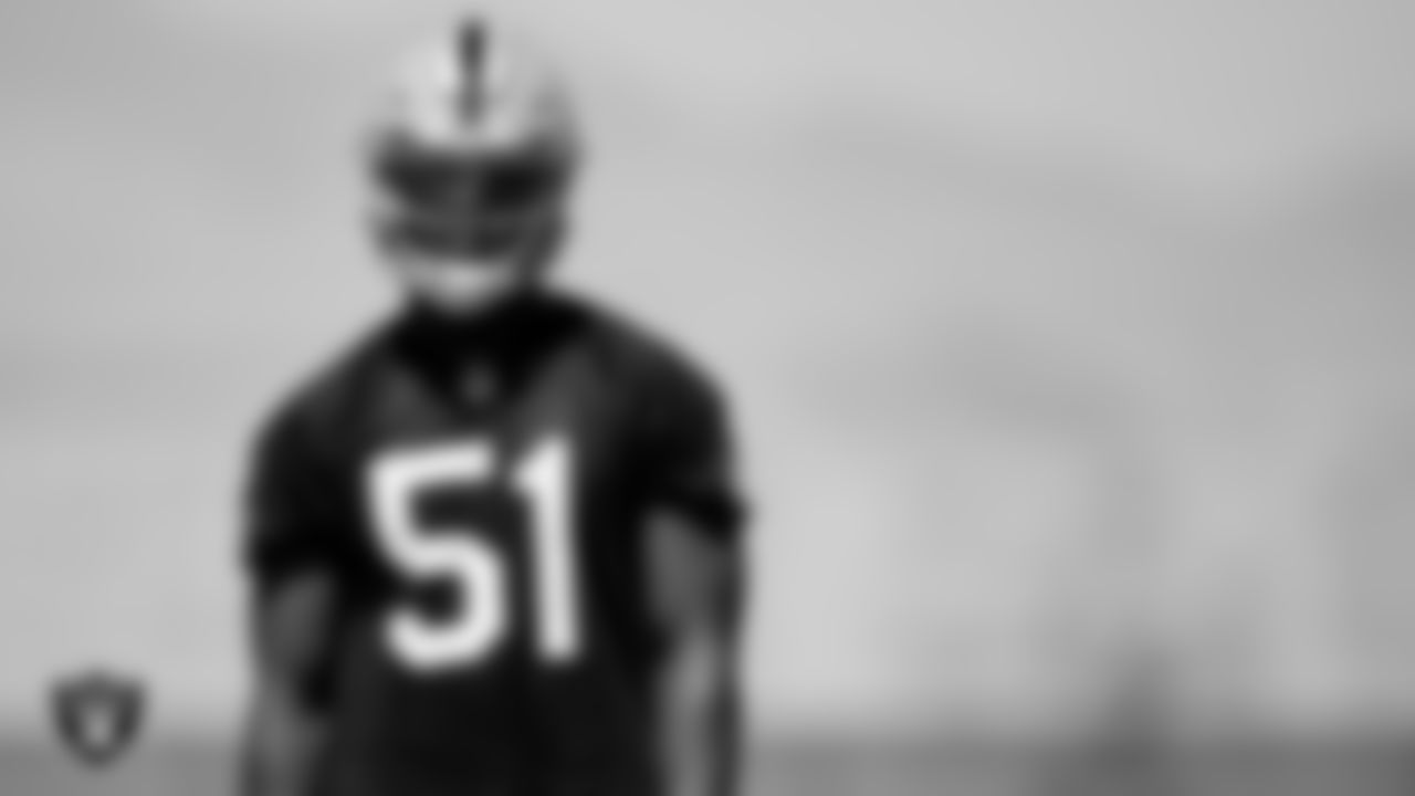 Las Vegas Raiders defensive end Malcolm Koonce (51) at an Organized Team Activity (OTA).