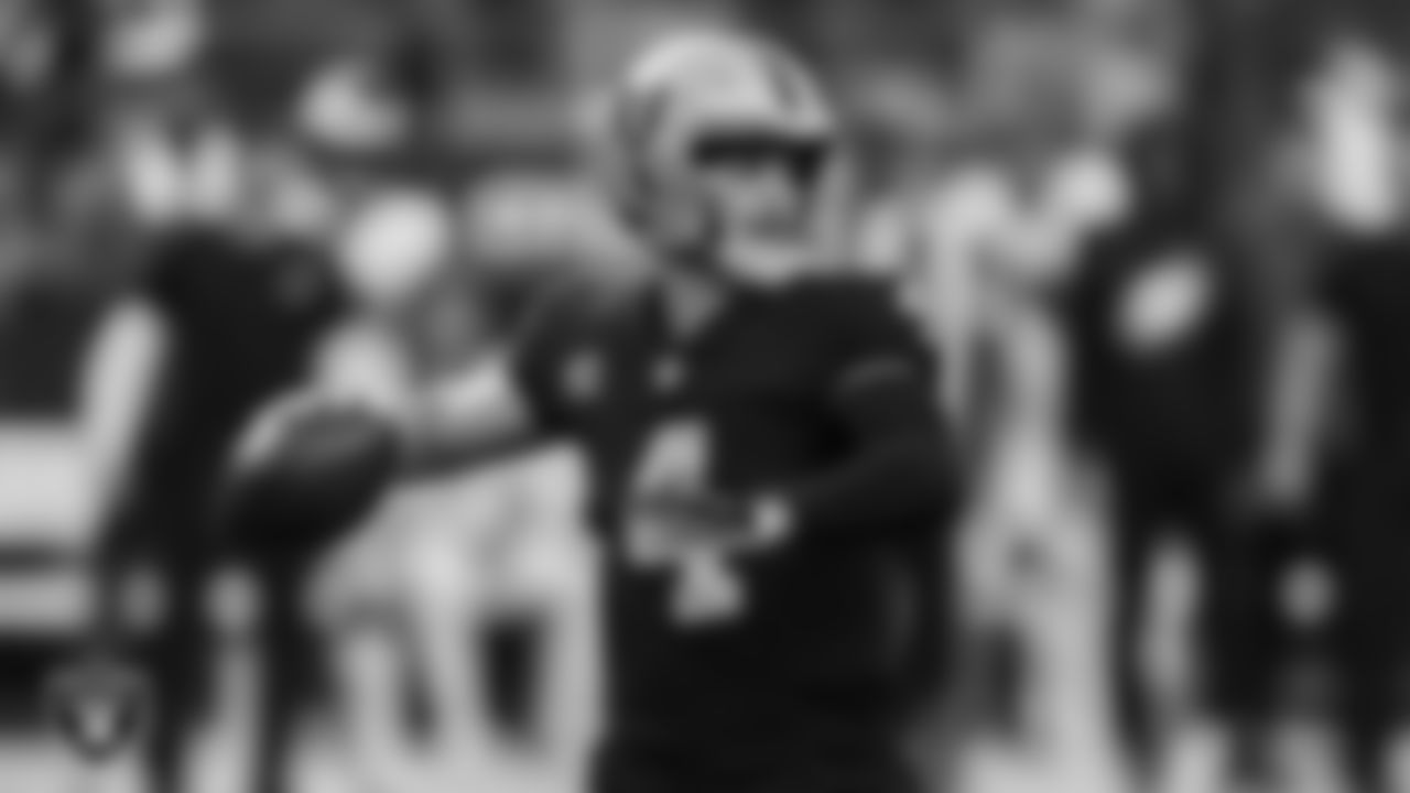 Las Vegas Raiders quarterback Derek Carr (4) passes during the regular season home game against the Philadelphia Eagles.