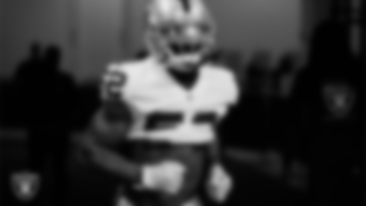 Las Vegas Raiders linebacker Denzel Perryman (52) walks down the tunnel before the regular season away game against the Indianapolis Colts.