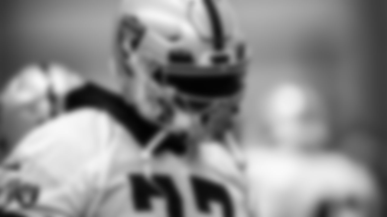 Las Vegas Raiders tackle Trent Brown (77) during practice.