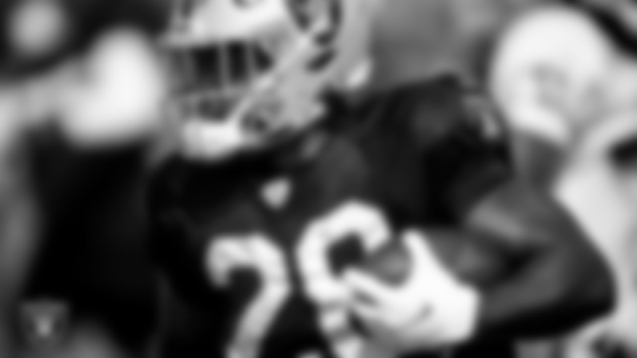 Las Vegas Raiders running back Josh Jacobs (28) during practice.