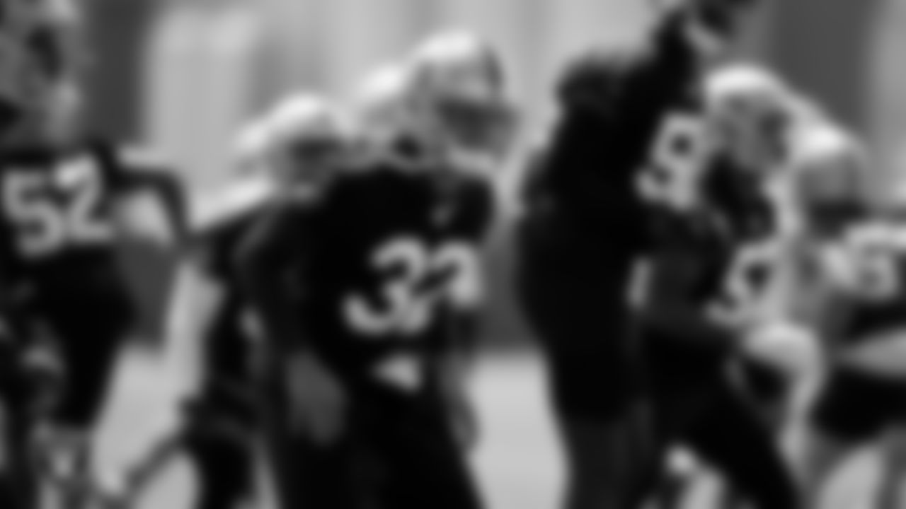 Las Vegas Raiders safety Dallin Leavitt (32) during Day Two of 2022 Veteran Minicamp.