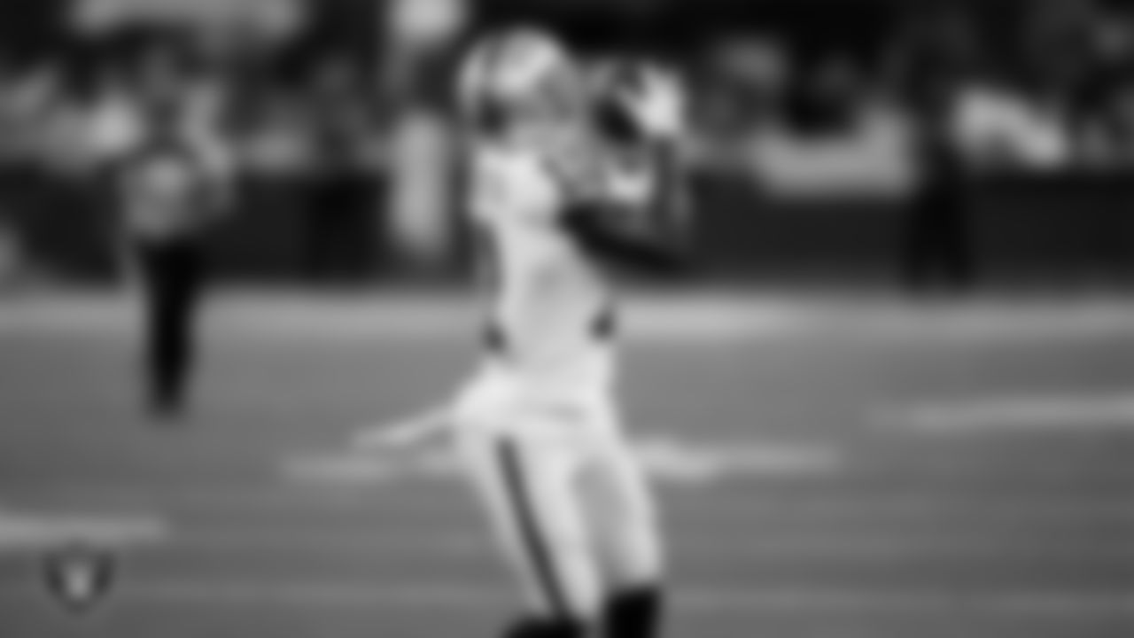 Las Vegas Raiders wide receiver Phillip Dorsett (11) makes a catch during the preseason away game against the Los Angeles Rams at Sofi Stadium.
