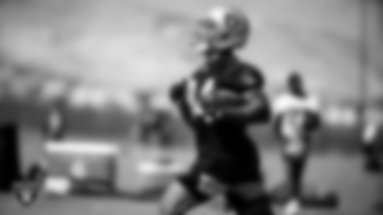 Las Vegas Raiders running back Devontae Booker (34) during practice.