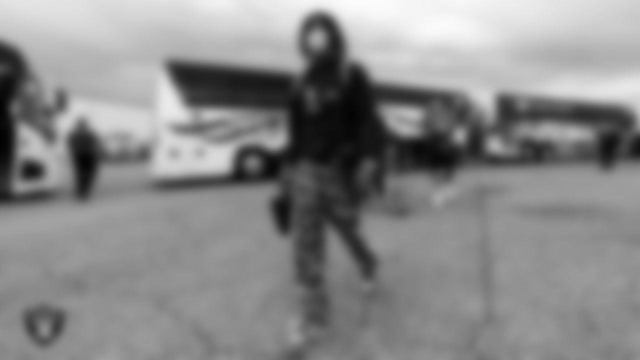 Las Vegas Raiders cornerback Damon Arnette (20) departs for the regular season away game against the Los Angeles Chargers.