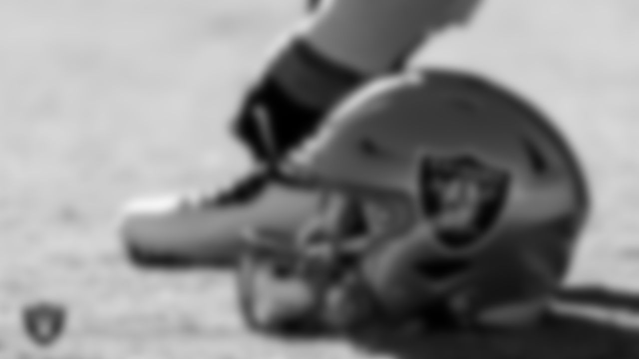 Las Vegas Raiders defensive end Carl Nassib's (94) helmet during practice at Intermountain Healthcare Performance Center.