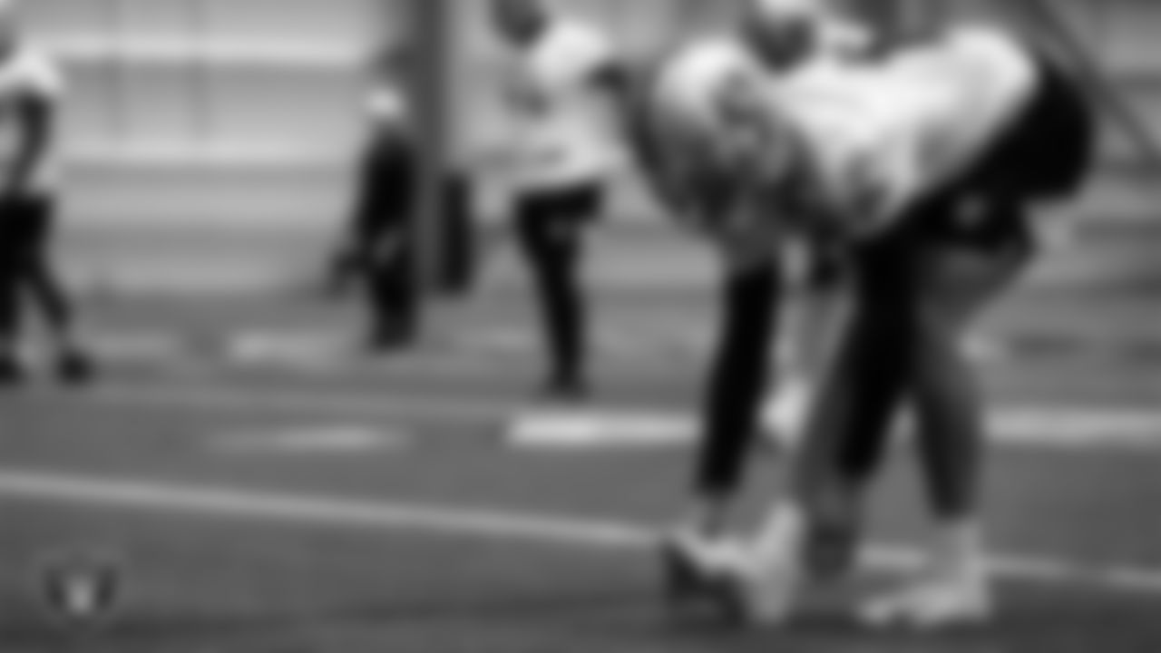 Las Vegas Raiders wide receiver Dillon Stoner (16) at day one of 2021 Rookie Minicamp.